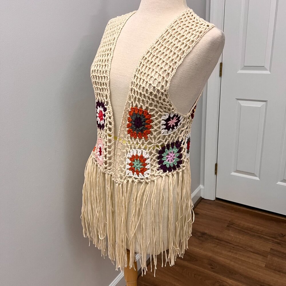 Granny Square Crochet Paul McCartney Sweater Vest Edith Handmade Sz M - Picture 3 of 9